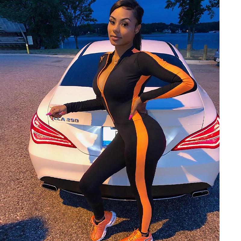 

Neon Green Women Yoga Sets Women Workout Contrast Stitch Gym Wear Jogging Sport Set Black Binding Fitness Conjunto Sport Mujer, Orange