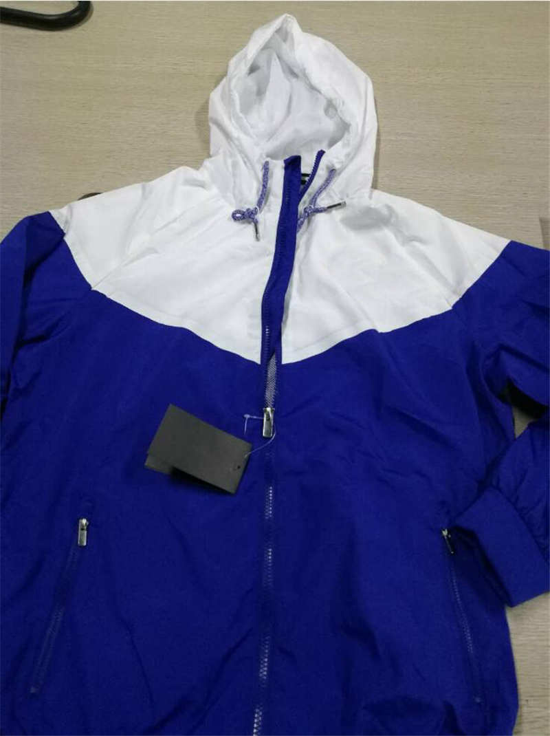 

Mens Jacket Sport Soccer Pattern New Coat Sweatshirt Hooded Sports Windbreaker Jackets Men Clothes -2XL Wholesale, Blue+white