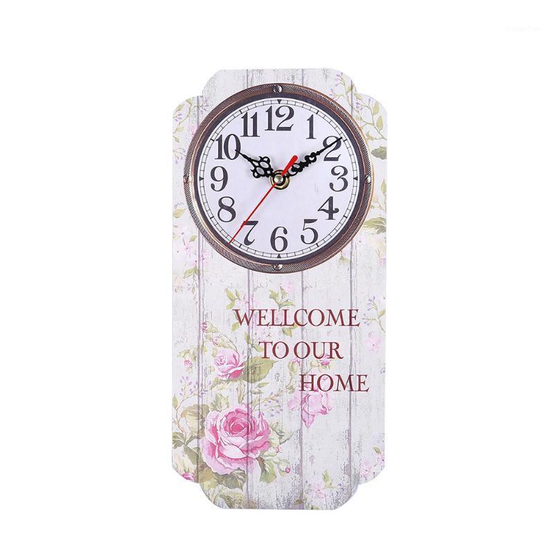 

Square Vintage Decorative Hanging Bar Wooden Living Room Fashion Silent Wall Clock Accurate Gift Home European Style1