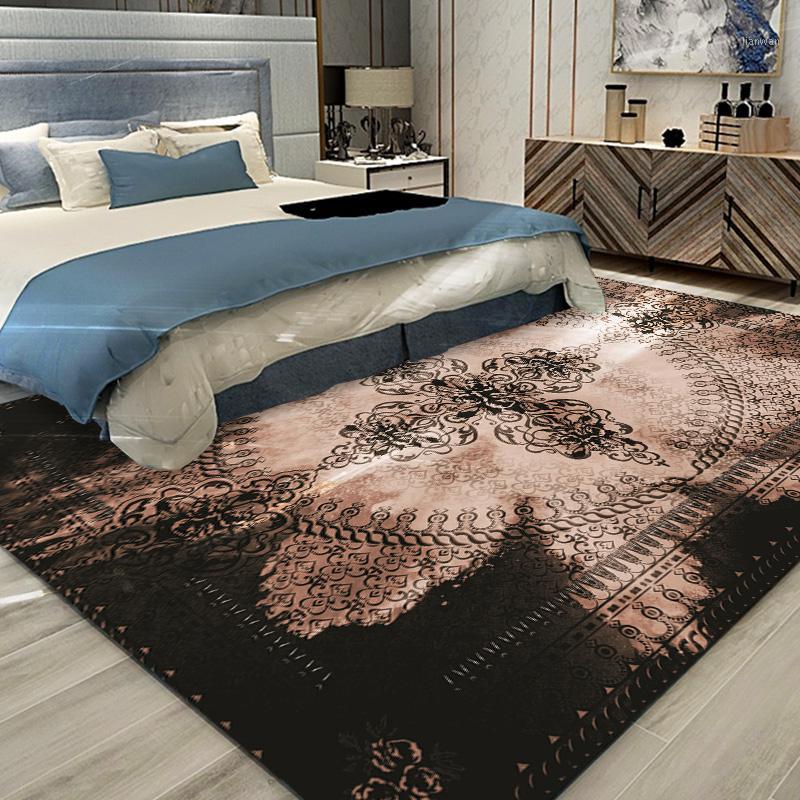 

National Style Floral Living Room Area Rug Soft Anti-slip Bedroom Bedside Balcony Mat Floor Rug Southeast Asian Parlor Carpet1, No.2