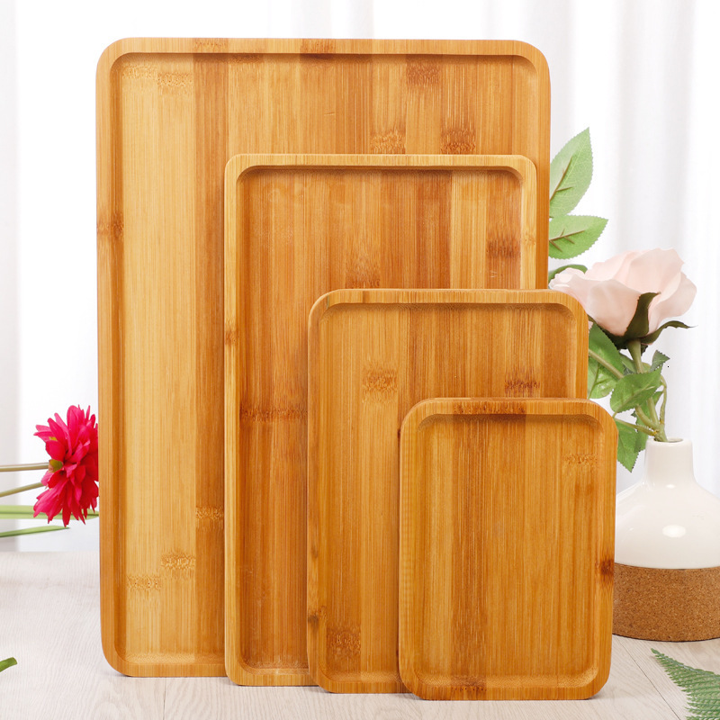 

2021 New Rectangle Shape Bamboo Trays Fruit Dishes Saucer Tea Tray Dessert Dinner Bread Plate Hg5p