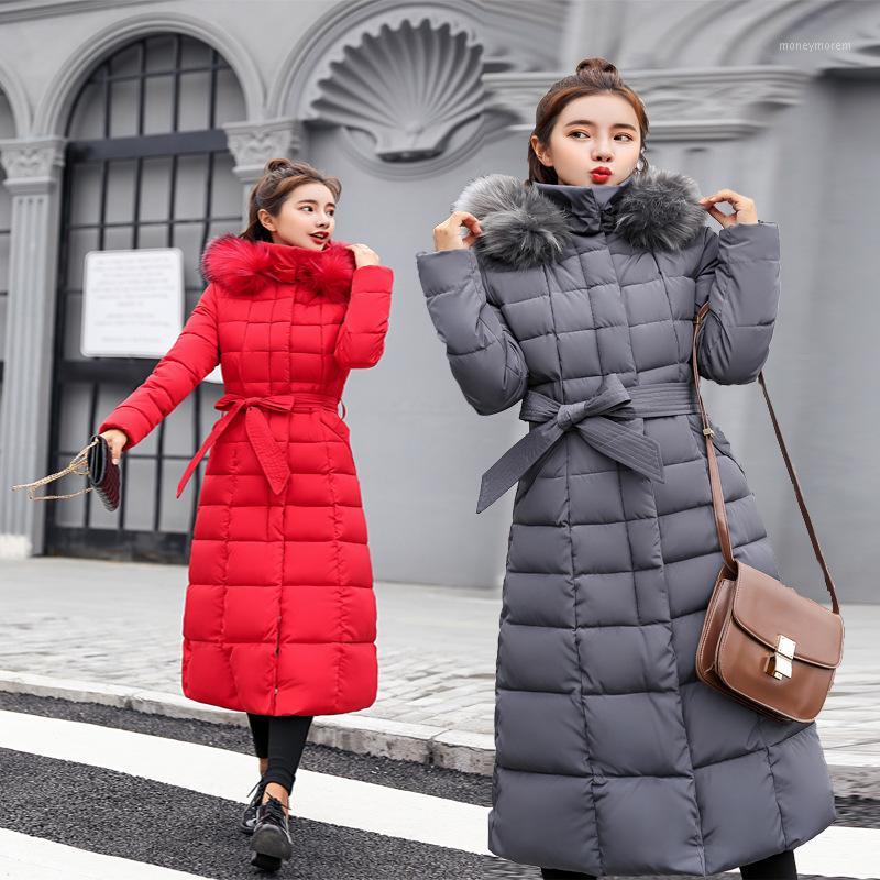 

2019 Winter Women Jacket X-long Hooded Cotton Padded Female Coat High Quality Warm Outwear Womens Parka Manteau Femme Hiver1, Brown