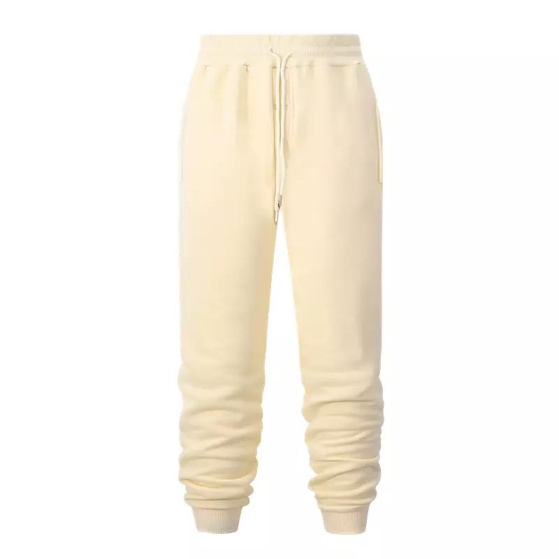 

Men Pants Solid Color Fleece Warm Threaded Cuffs High 496, 496-4