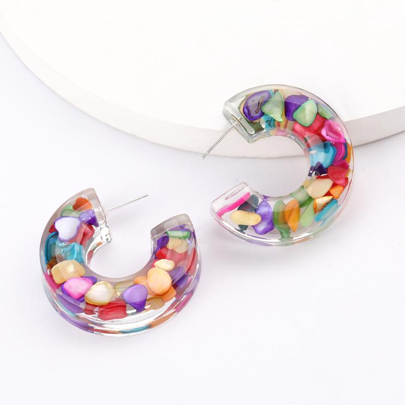 

GAN Earrings New Stunning C-shaped Cylindrical Acetate Plate Earrings For Women Geometric Trend Earring Models Factory Wholesale