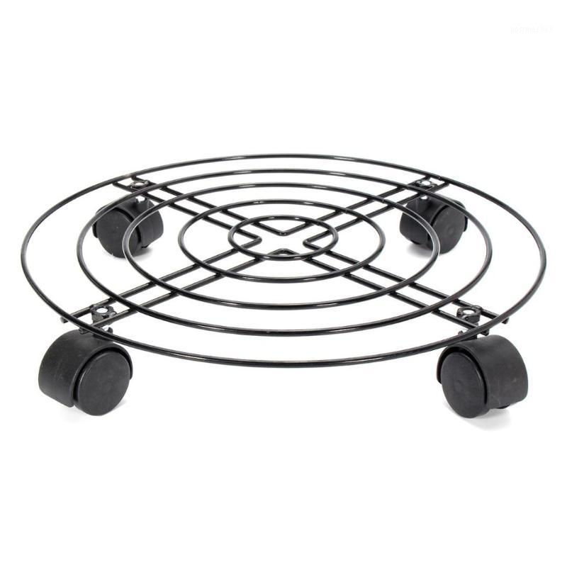 

4 Wheels Metal Round Flower Plant Pot Tray Heavy Planter Flowers Pot Mover Trolley Garden Tools Plate Stand Holder 4 Sizes Black1