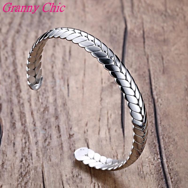 

Granny Chic High Quality New Arrival Women Girl's Solid Wire 316L Stainless steel Large Silver color Bangle Bangle