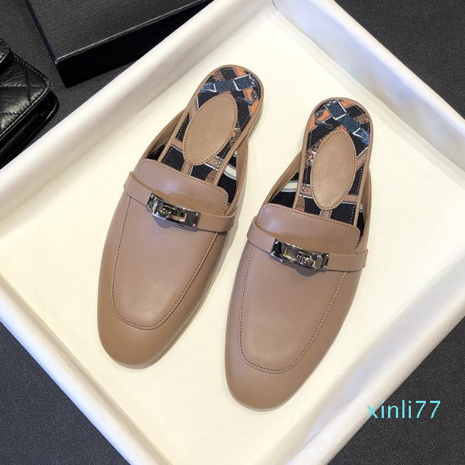 

designer shoes covered head flat slippers lazy half support men women with buckle sole printed cool drag half spring