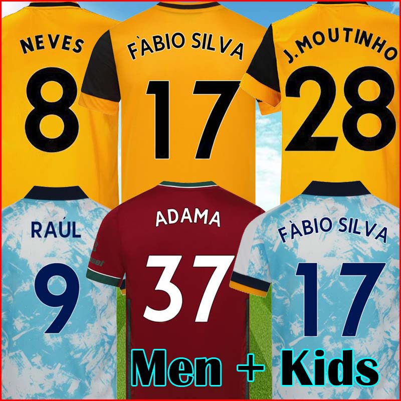 

2021 Wolves Third top kit FÃBIO SILVA 20 21 PODENCE COADY VITINHA RAUL NEVES football kit shirt J.MOUTINHO ADAMA shirt Men+kids kit, Black;yellow