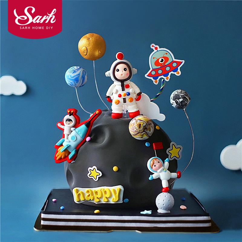 

Other Festive & Party Supplies Astronaut Rock Universe Stars Rose Prince Boy Happy Birthday Cake Topper For Decoration Dessert Lovely Gifts