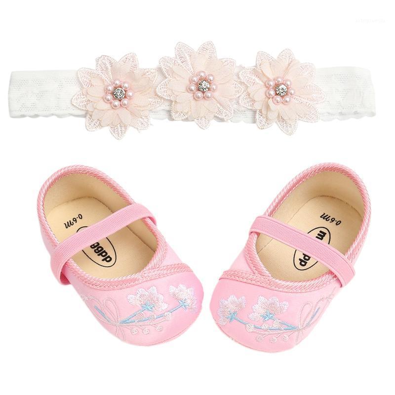 

Baby Girls Summer Princess Shoes Headband Set Newborn Infant Prewalker with Sweet Flower Headwear Toddlers Soft Sole Shoes1
