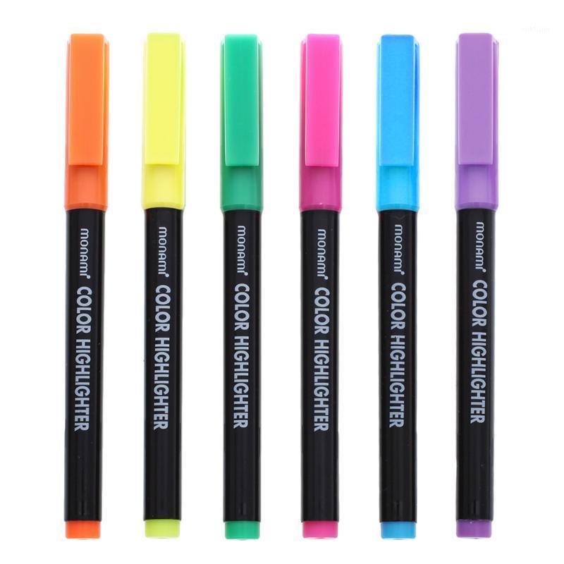 

6 sets of Korean monami 6 color highlighters oblique markers, colored marker pens, suitable for office and school stationery1