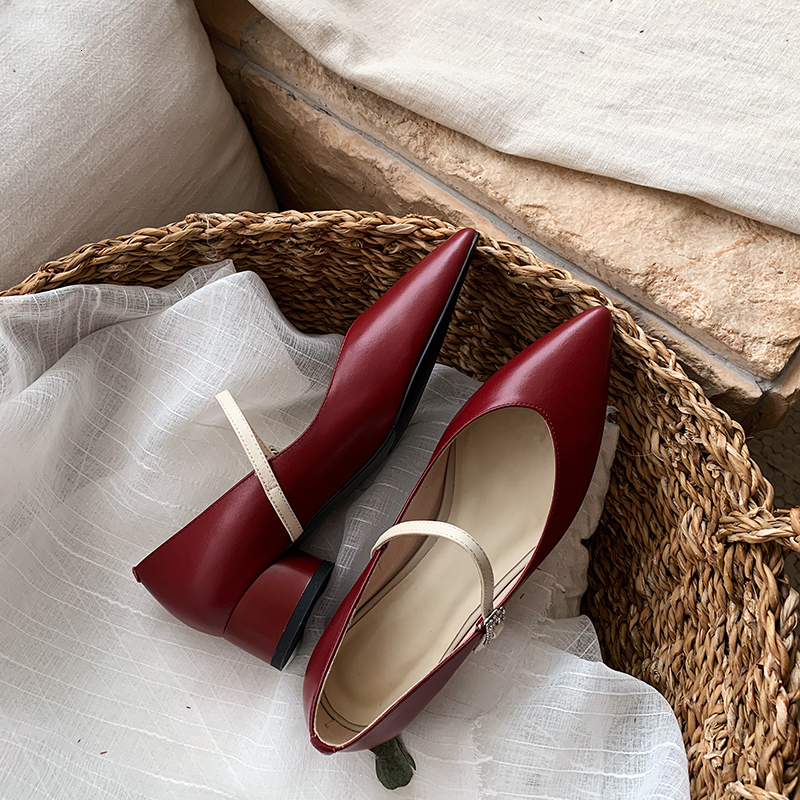 

2021 Genuine Shoes Mary Janes Superior Shoes, Sheepskin Insoles Female Pumps Ladies'shoes OIXB, Wine