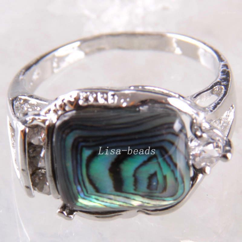 

1Pcs Free Shipping Fashion Jewelry Natural Rectangular Blue New Zealand Abalone Shell Ring US 12 Z2641