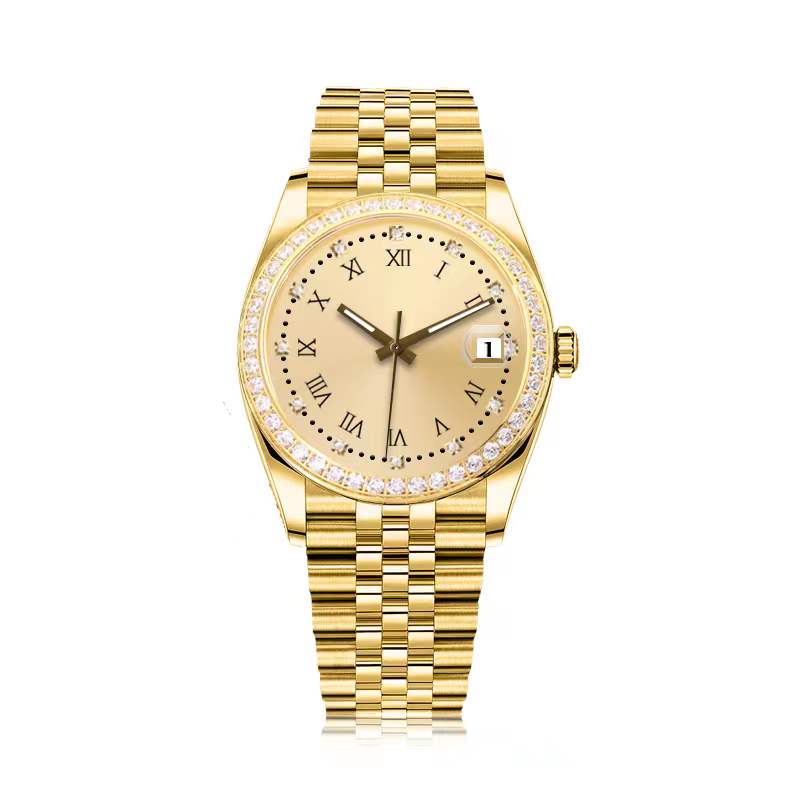 

Luxury watch men 116243 REQUIN 2813 gold stainless steel case double row diamond calendar automatic mechanical Date just sapphire Roman numerals, Box
