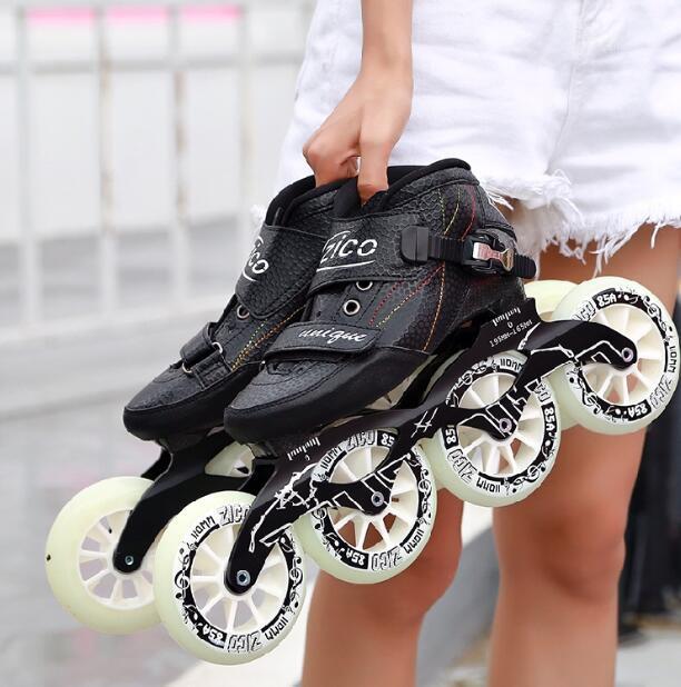 

Speed Inline Skates Carbon Fiber 4*90/100/110mm Competition Skates 4 Wheels Street Racing Skating Patines1, Red