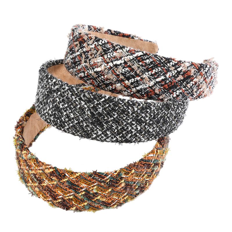 

Autumn and Winter Straight Head Hoop Hair Band Hair Accessories Cotton Weave Headband Solid Color Elegant Hand-woven Women Girls