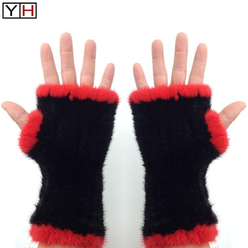 

Five Fingers Gloves 2021 Winter Women 100% Natural Knitted Glove Female Mitts Elasticity Lady Fashion Real Style1