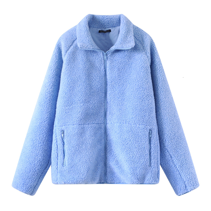 

2021 New Oversize Girls Warm Fleece Jackets Autumn-winter Fashion Ladies Loose Coats Casual Female Chic Outfits Cute Women Sweet 29em, Blue