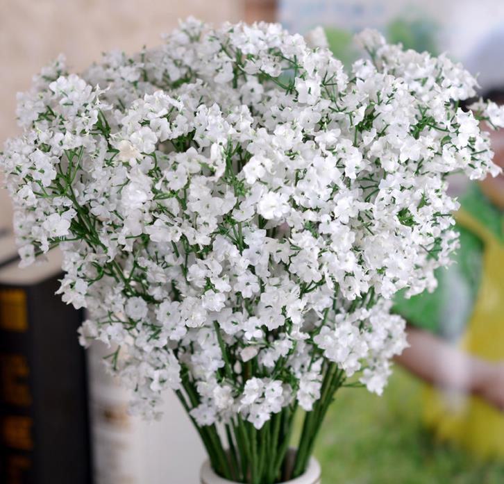 

6pcs 20.5'' Babysbreath Silk Flower Home Decorative Artificial Flower Gypsophila Baby Breath Fake Flowers Plant for Wedding, White
