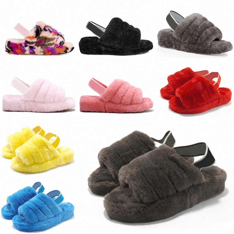 

2020 women furry slippers fluff yeah slides sandal Australia fuzzy soft house ladies womens shoes fur fluffy sandals mens winter slipp 82vd#, 37