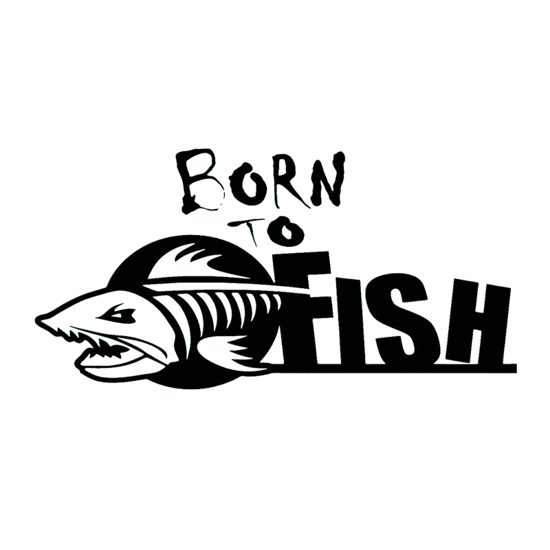 

16*8cm Fishing Decal | Born to fish decal | Fish bones Funny Car Window Bumper Novelty JDM Drift Vinyl Decal Sticker, Color