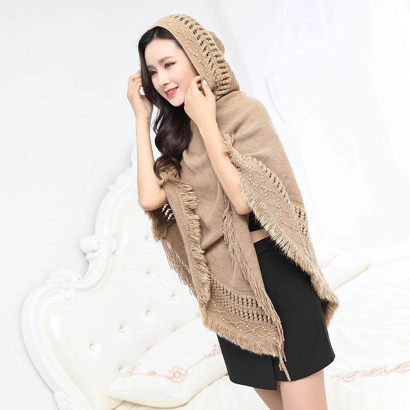 

New Women Ladies Tassel Cape Coat Fringe Poncho Oblique Stripe Bohemian Shawl Scarf