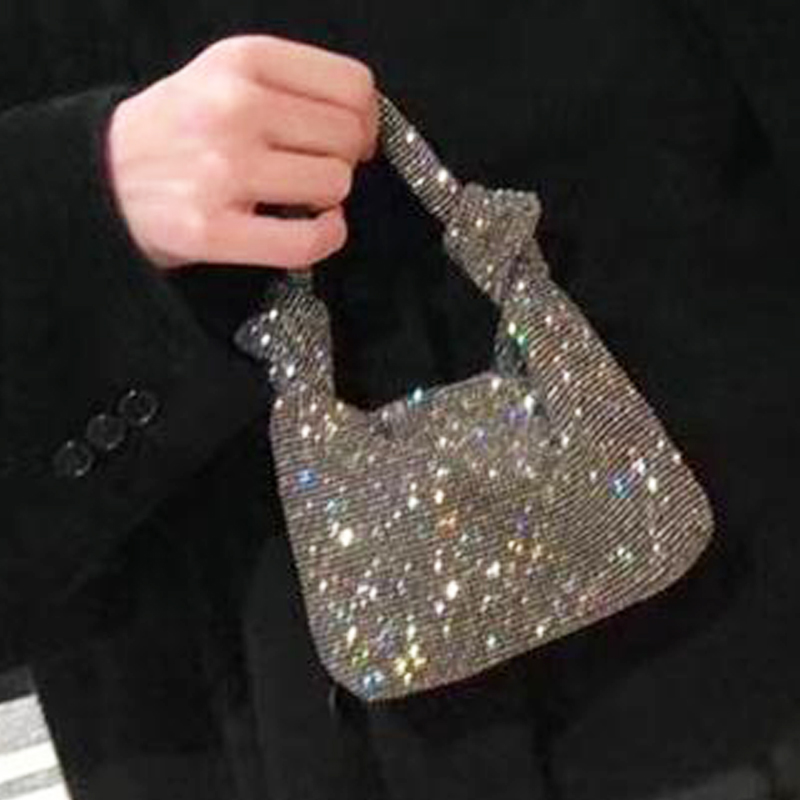 

HBP Ladies Clutches Bling Design Hand Totes Evening Clutch Fashion Handbag Women Vintage Soft Dimond Hand Purse Luxury Bolsa, Silver handbag