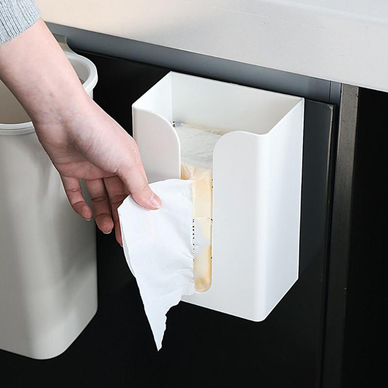 

High Rating Toilet Tissue Box Pure Color Punch-free Paste-type Reel Rectangular Box Plastic Paper Case Container New