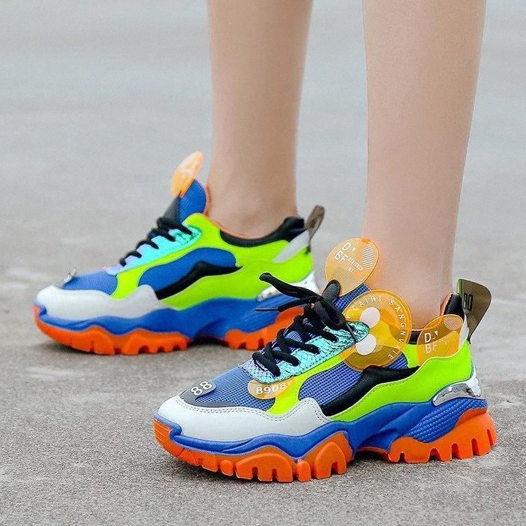 

Spring Autumn Leather Women's Mesh Platform Sneakers 2020 Fashion Women Chunky Shoes Ladies Sports Tenis Footwear #ZA0g