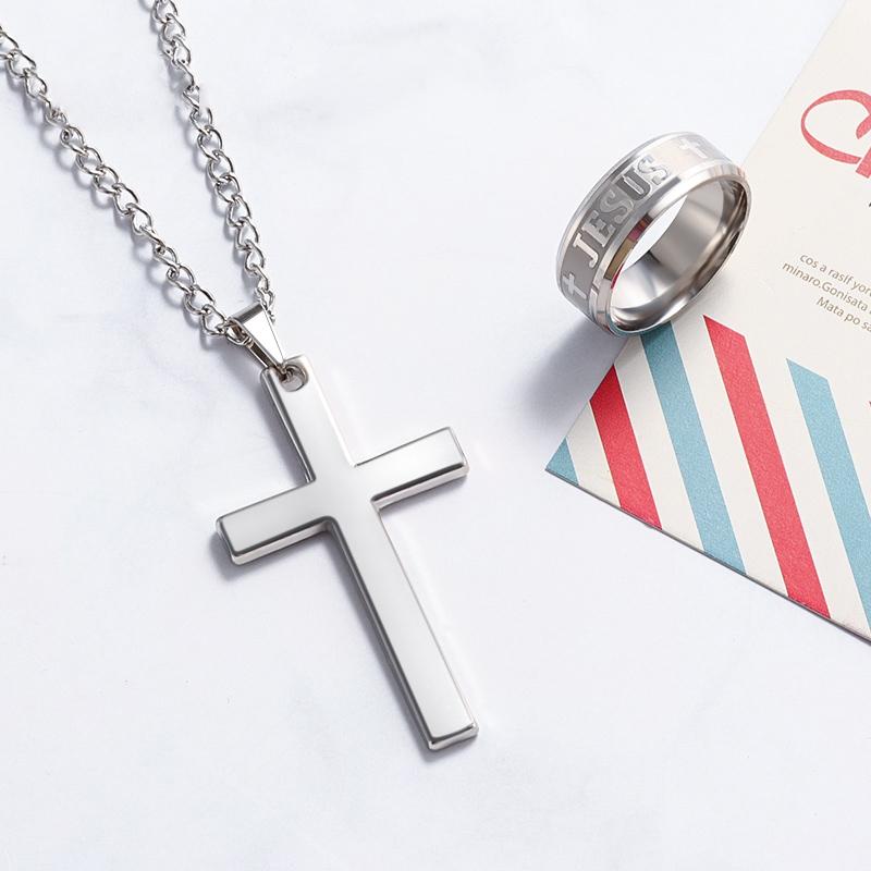 

Classic Cross Design Necklaces Pendant Christian Jesus Religion Silver Color Gold Black Chain Link Necklace 2020 Women's Jewelry