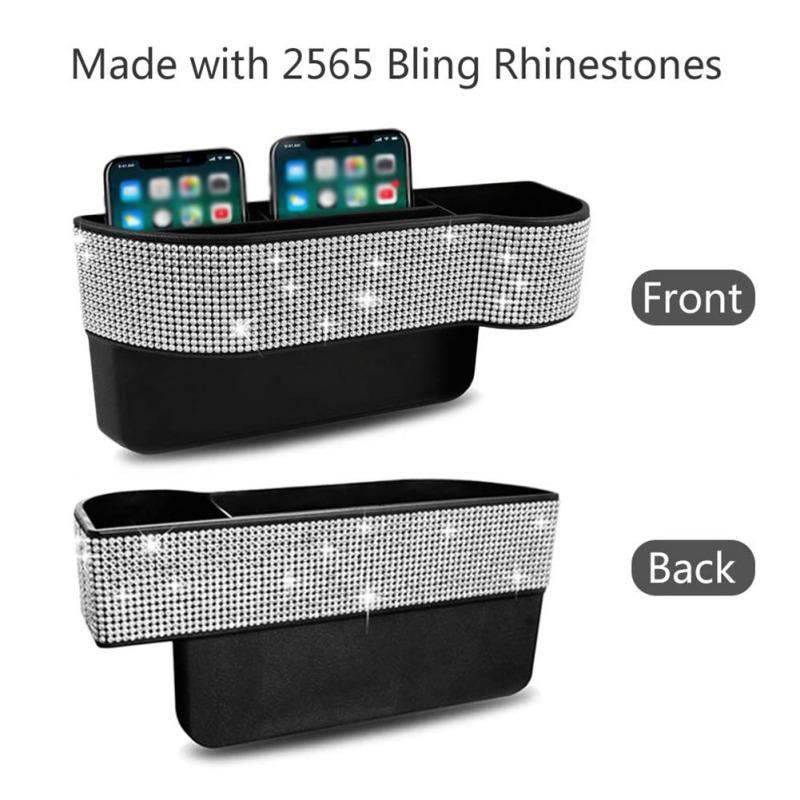 

Rhinestone Exquisite Car Front Seat Organizer-noble Lady's Seat Side Storage Box Gap Filler With Diamond Console Mobile Phone Cu