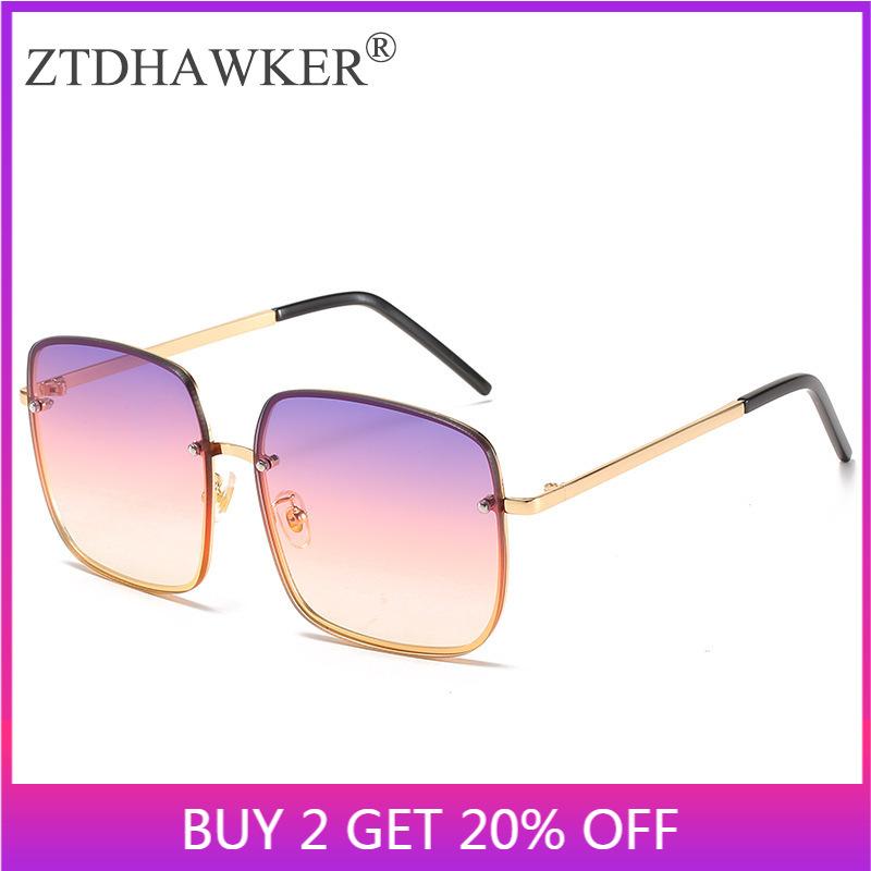 

Sunglasses Trendy Metal Fashion Square Gradient Ocean Piece Large Frame All-match Glasses For Women