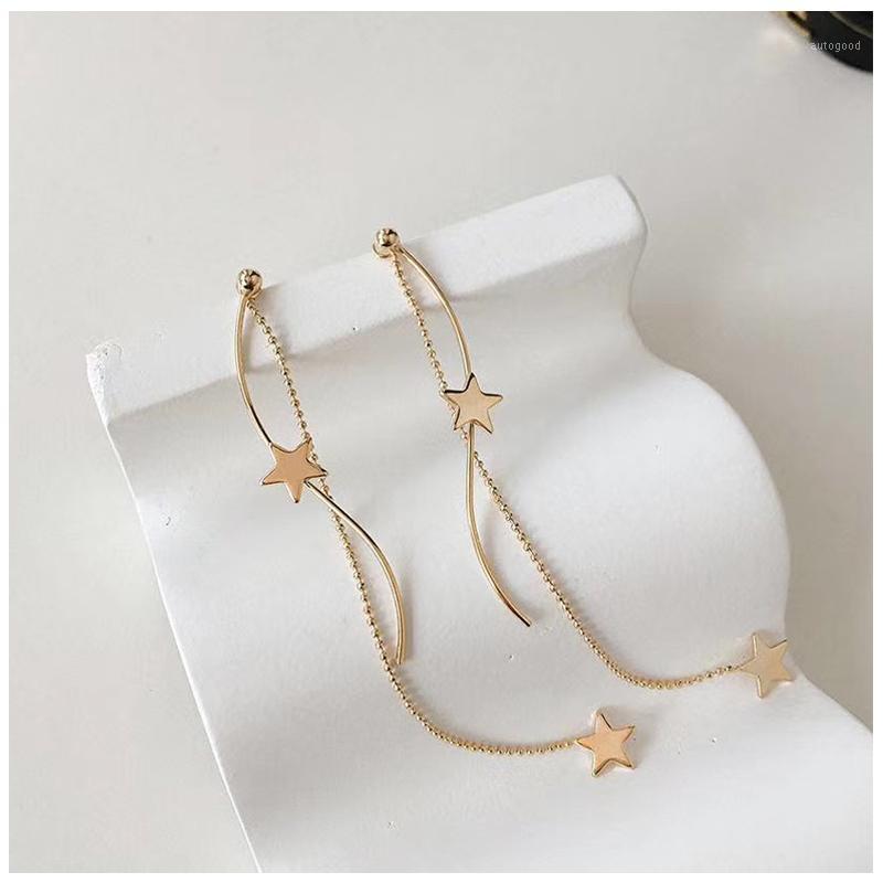 

Dangle & Chandelier Frosty Wind Star Earrings Female Pentagram Hanging Long Tassel Temperament Korean Personality1