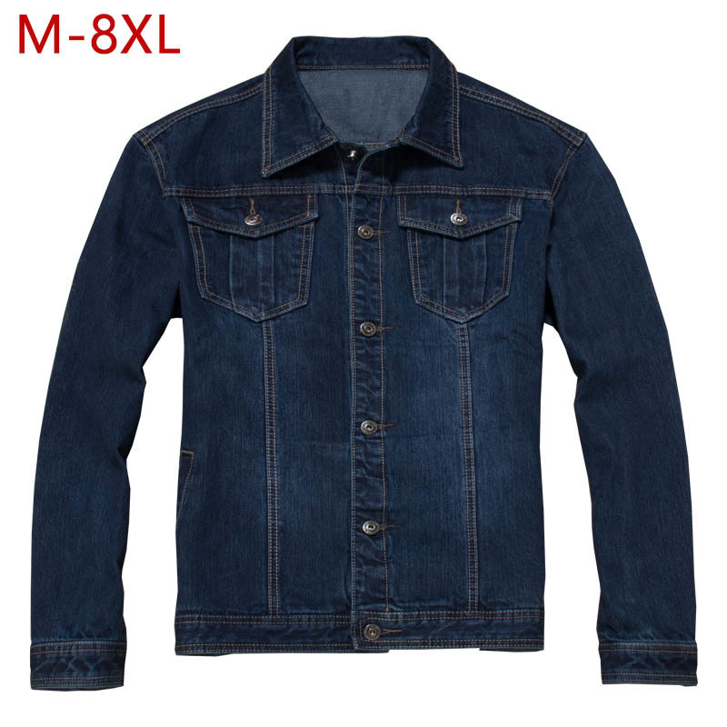 M-8XL Plus Size Autumn Jeans Jacket Men Hip Hop Fashion Casual Denim Jacket Pocket Solid Cotton Cowboy Vintage Outerwear 3ZWJ09 201118Z