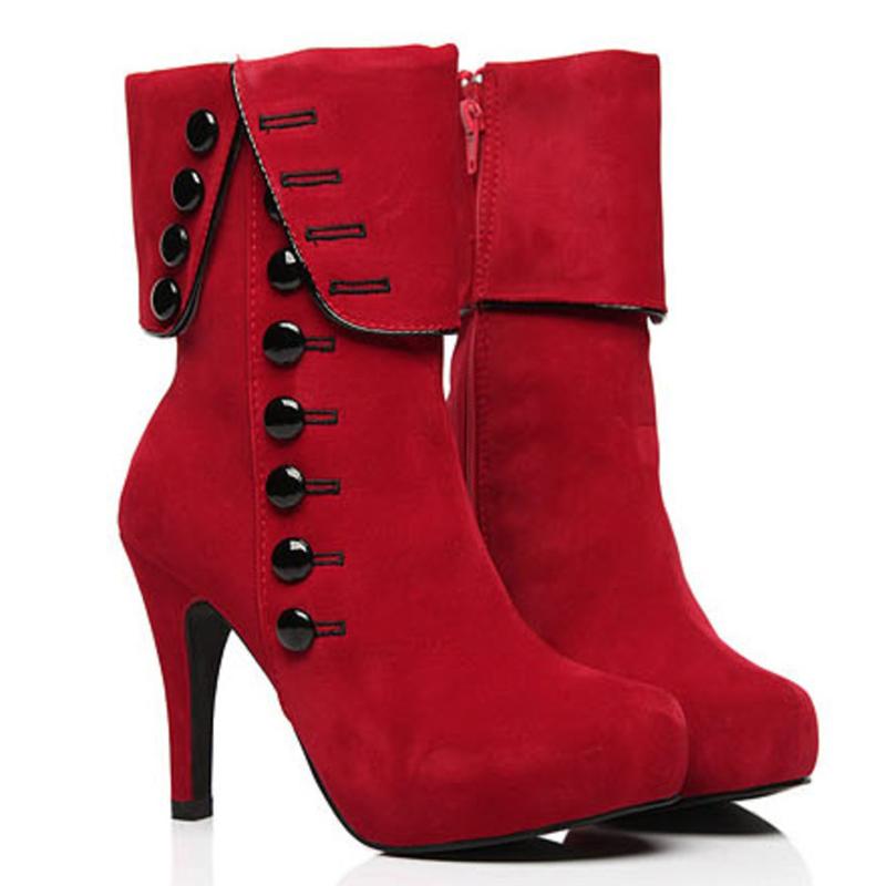 

Fashion Women Boots High Heels Ankle Pumps Boots Platform Brand Women Shoes Winter Warm Snow Botas Femininos Drop Shipping, Black