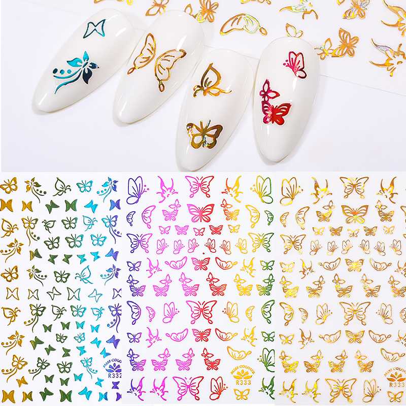 

Holographics Colorful 3D Butterfly Designs Nail Stickers Nail Decals DIY Slider For Art Decoration For Nails Tips Beauty