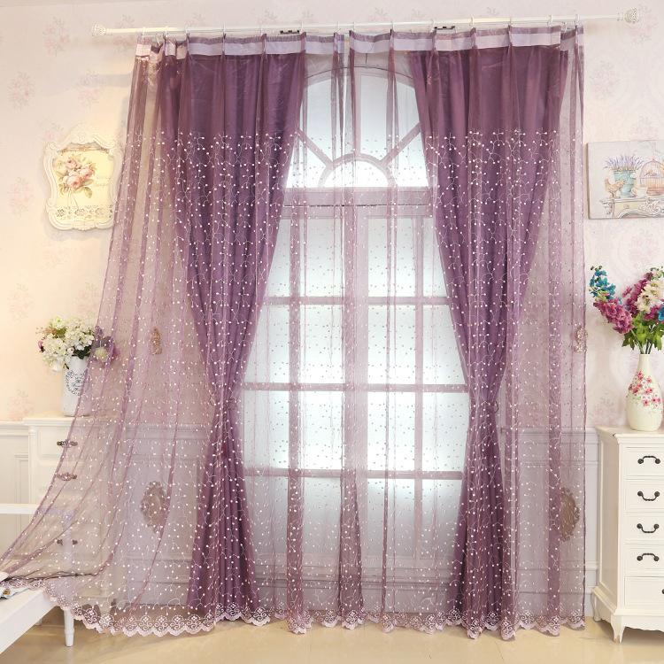 

New beautiful Fresh Pastoral Relief Embroidery Curtain for Living Room Bedroom Shading Custom Blue Curtains tulle