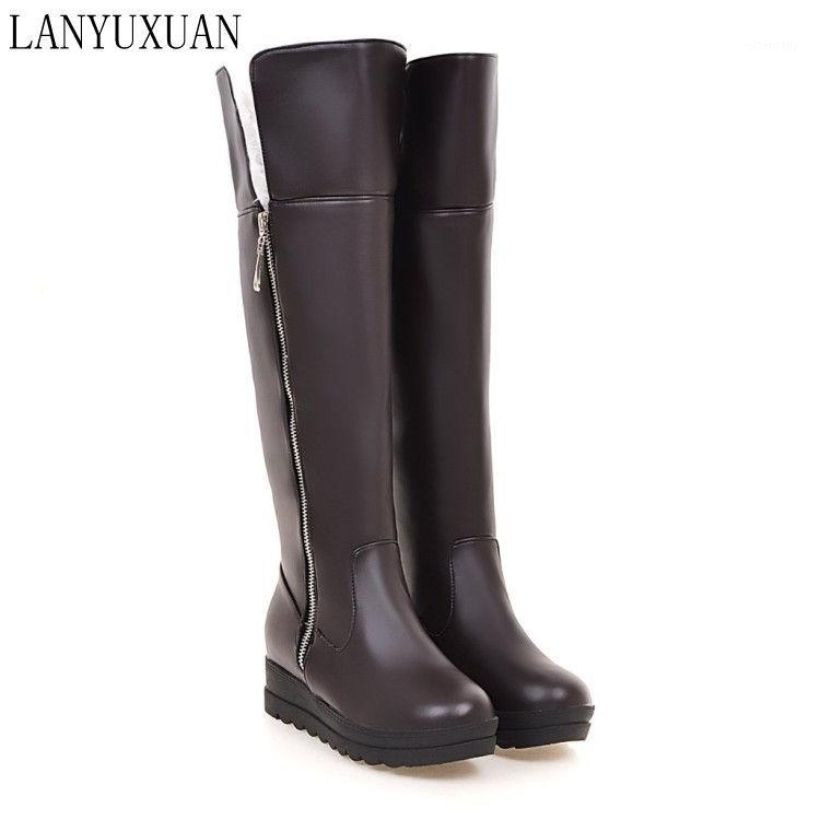 

2020 Botas Mujer Big Size 34-43 brand Design Patch Color Over The Knee Boots Thick Sole Platform Slim Long Winter Autumn 20201, Black