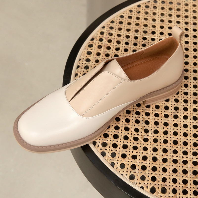 

2021 New Genuine Leather Women Toe Black Fall Woman Shoes 34-40 Azei, Beige