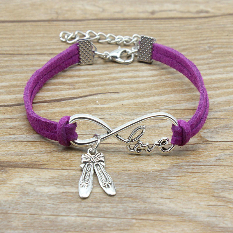 

Minimalist Best Friends Gift Infinity Love Dancer Dance Shoes Charm Suede Leather Adjustable Bracelets Women Girl Jewelry