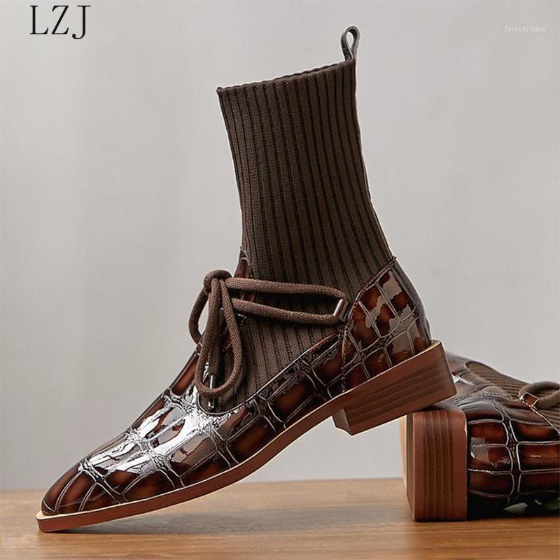 

Mid-calf Boots For Women Fashion Vintage Women's Boots Shoes 2021 Square Toe Autumn Ladies Stretch Knitting Retro Short Botas1, Black
