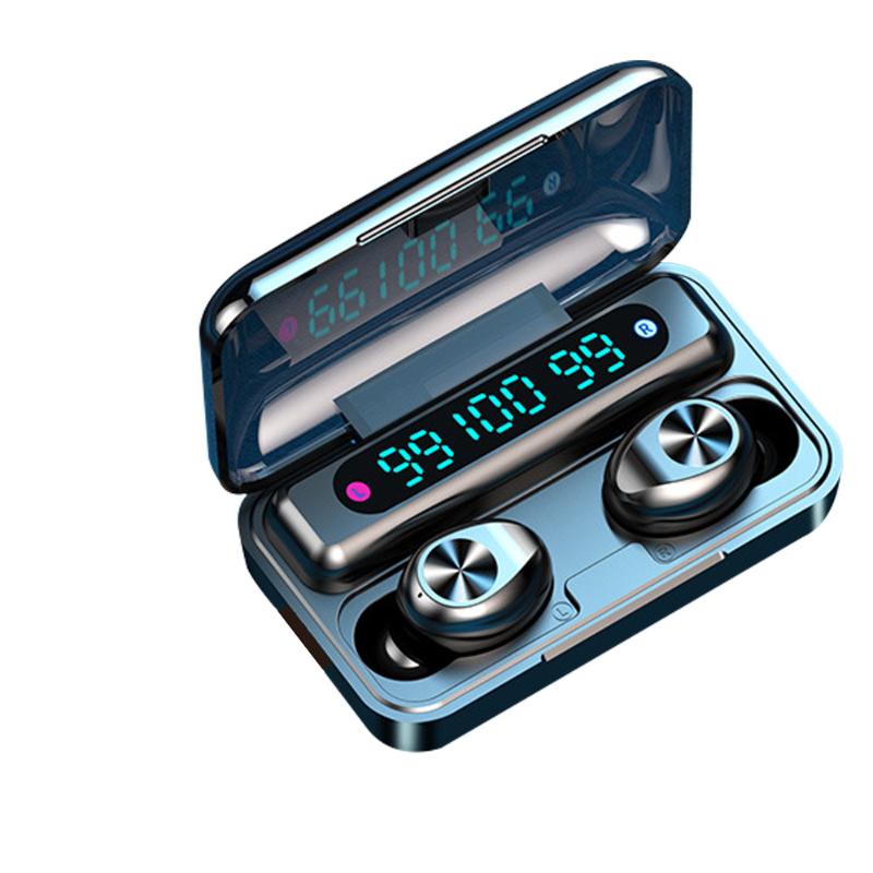 

F9-5 TWS Wireless Bluetooth Earphone Touch control 9D Stereo Headset with mic Sport Earphones Waterproof Earbuds LED display, Black