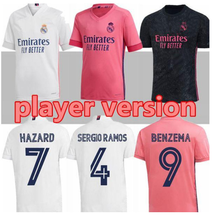 

2020/21 Player Version Real Madrid Soccer Jersey Away HAZARD KROOS MODRIC RAMOS Shirt MARCELO ASENSIO ISCO Football Jersey, Black;yellow