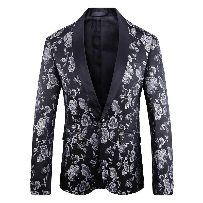 

Floral Blazer Men Party Stage Singer Costume Homme Blazers Para Hombre 2021 Spring Groom Wedding Blazer Jacket Jacquard Bronzing, 1916 red