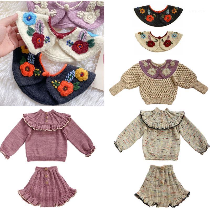 

Kids Sweaters 2020 New Winter Kalinka Handmade Girl Clothes Outfits Baby Knitted Clothing 100% Cotton Fashion Boutique Outwear1, Purple skirt