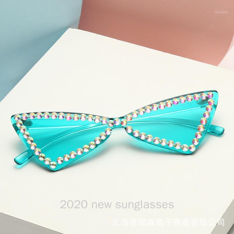 

Sunglasses Brand Designer Rhinestone Cat Women 2021 Luxury Diamond Sun Glasses Oversized Metal Frame UV400 NX1
