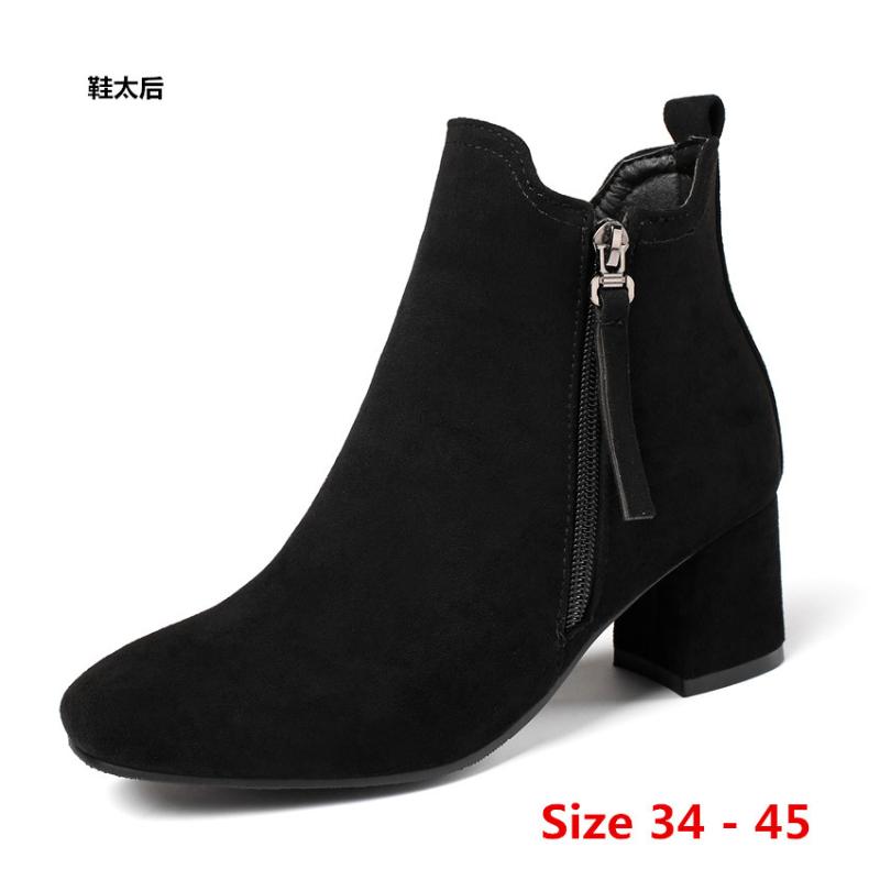 

Winter Spring Autumn High Heel Ankle Boots Women Short Boots Woman Shoes Botas Muje Big Size 34 - 45, Beige