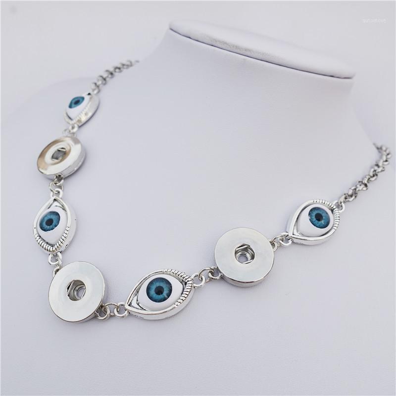 

Turkish Evil Eyes Necklace Metal 18mm Snap Buttons Choker Ethnic Jewelry For Women1