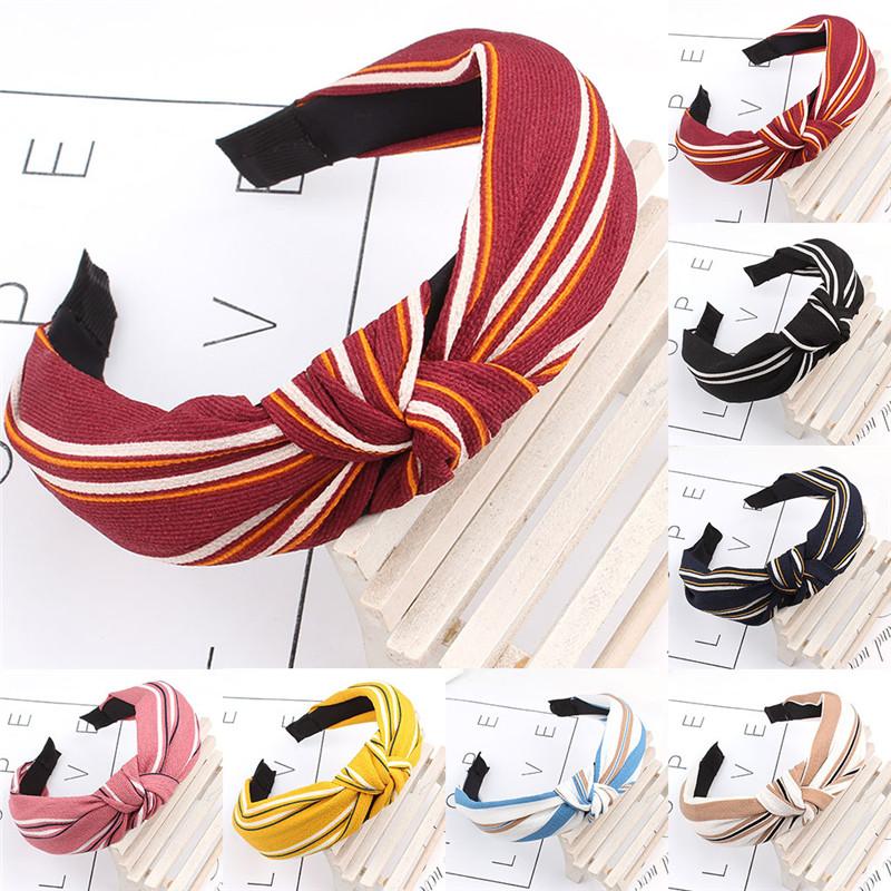 

Bohemian Women Elegant Top Knot Print Dot Striped Plaid Flower Headband Hairbands Hair Holder Turban Fashion Hair Accessories V6