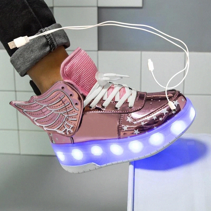 

2020 Sneakers roller shoes With two Wheels USB Led Shoes Kids Girls Children Boys Light Up Luminous Glowing Illuminated #DF8Q